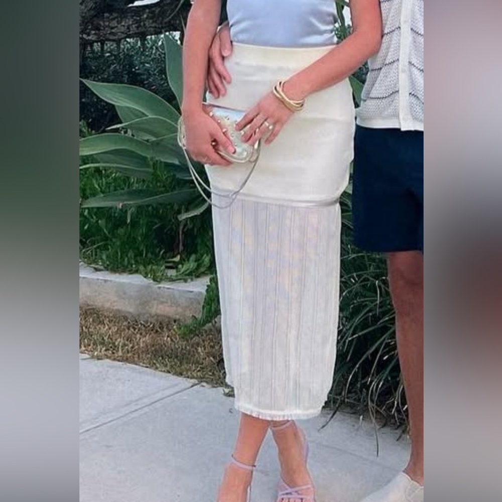 Helmut Lang butter yellow Pleated Maxi Pencil Skirt